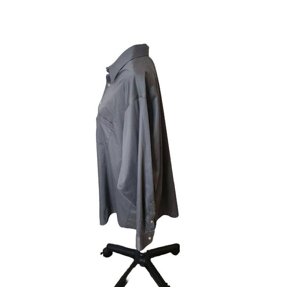 Arrow Shirt Casual Gray Long Sleeve Classic Fit No Iron Button Men's 18.5 34/35 - Picture 2 of 9